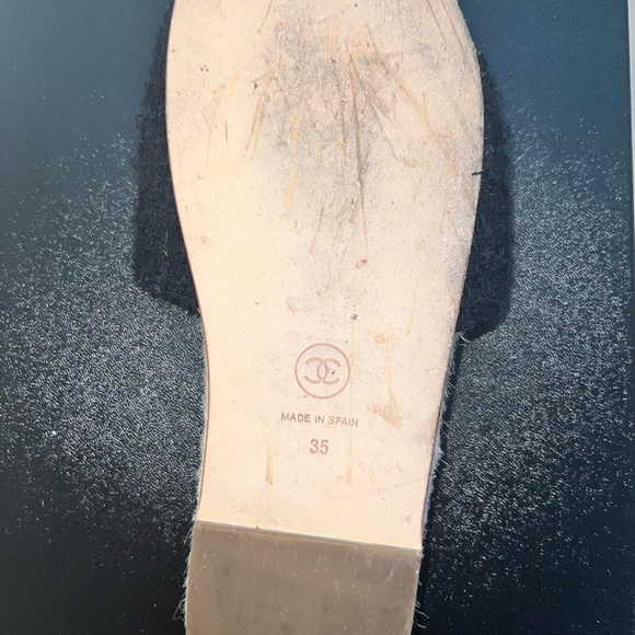 Chanel Interlocking CC Espadrille Tweed and Grosgrain Black Slide Sandal size 35 - Picture 16 of 16